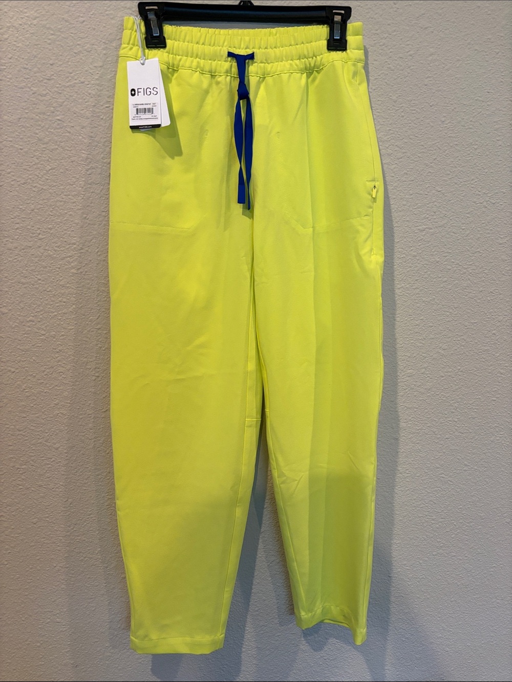 FIGS XXST Neon yellow/chartreuse Scrubs Blue Drawstring